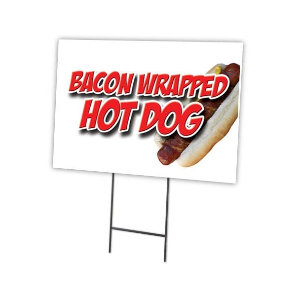 Bacon Wrapped Hot Dog Yard & Stake outdoor plastic coroplast window, C-1824 Bacon Wrapped Hot Dog
